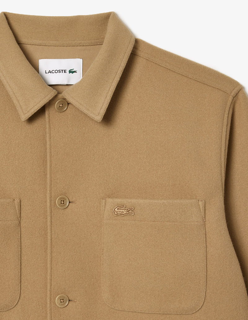 Chaqueta Lacoste de Franela Beige Hombre