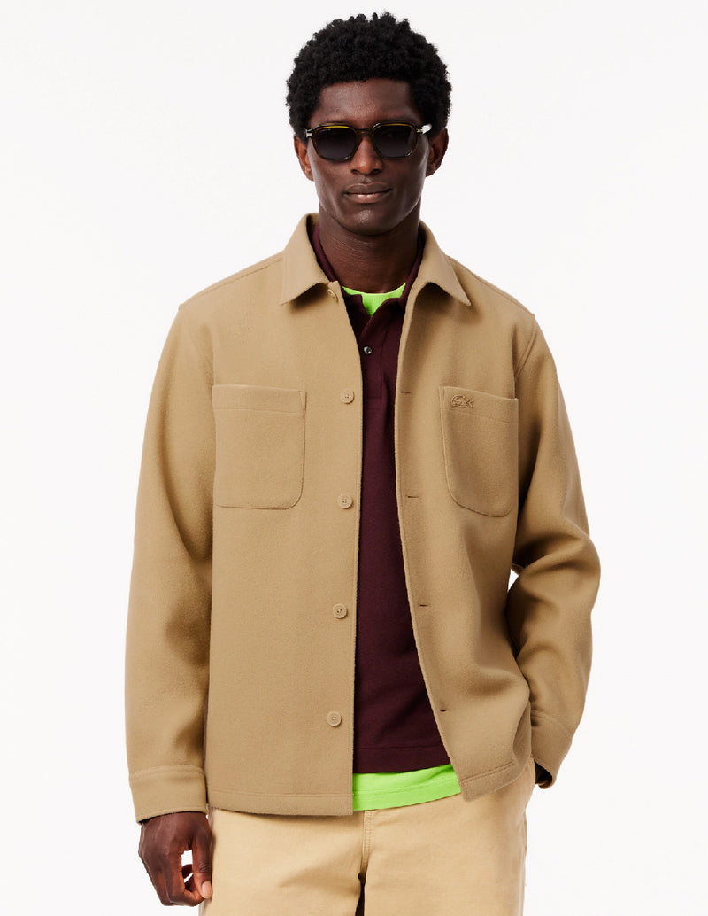 Chaqueta Lacoste de Franela Beige Hombre