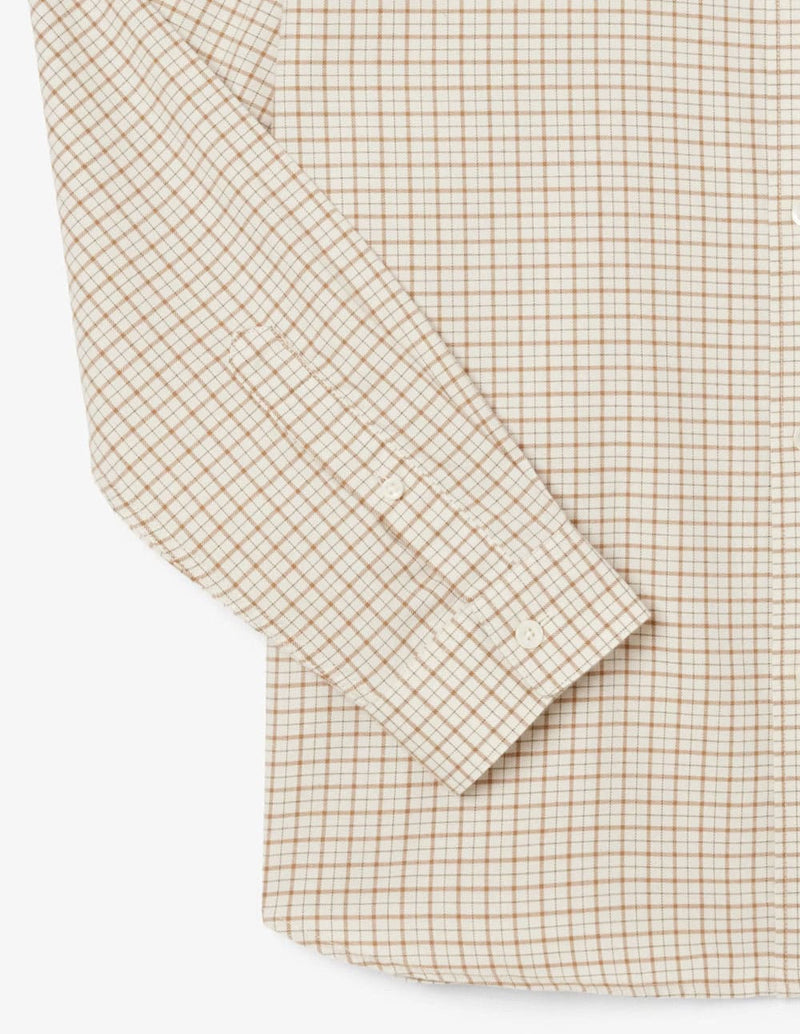 Camisa Lacoste de Franela de Cuadros Beige Hombre