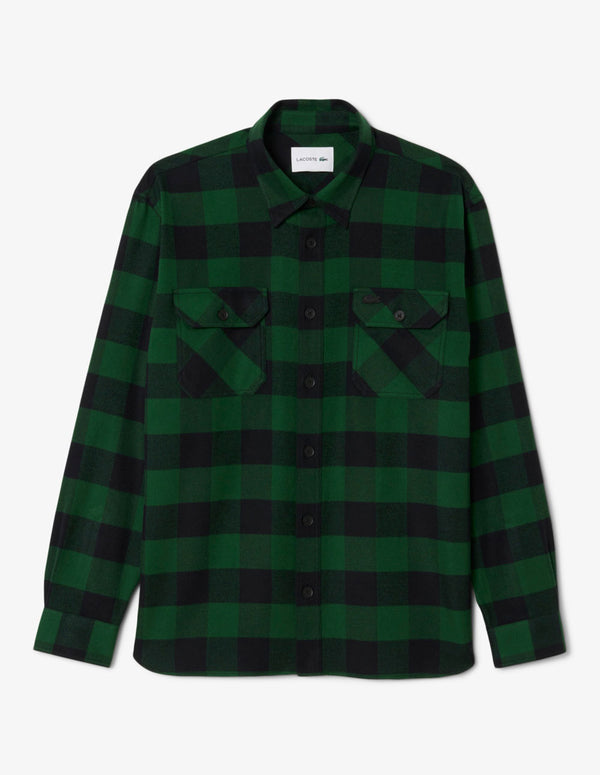Sobrecamisa Lacoste Oversized de Cuadros Verde Hombre