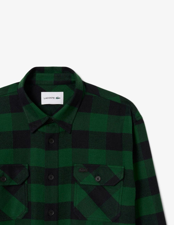 Sobrecamisa Lacoste Oversized de Cuadros Verde Hombre