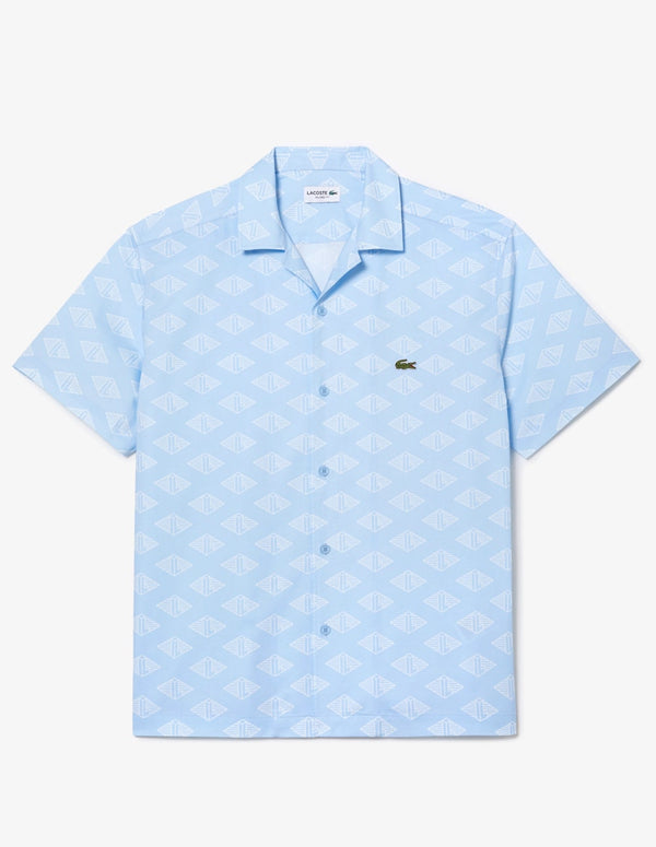 Camisa Lacoste con Estampado Monograma Azul Hombre