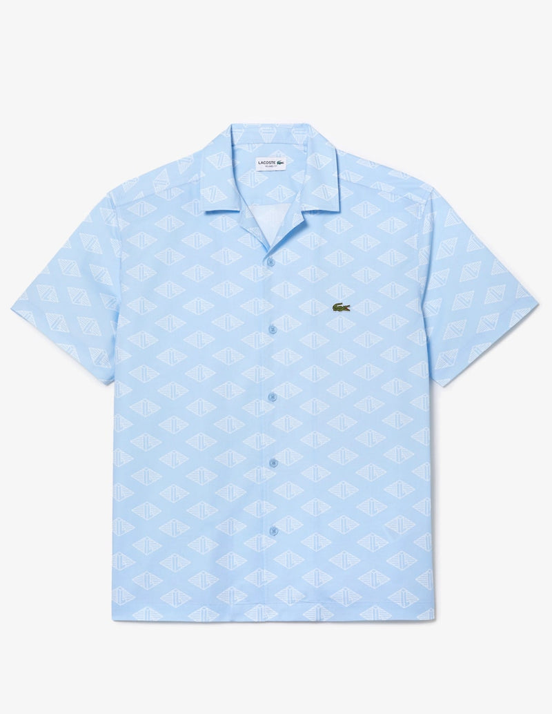 Men's Blue Monogram Print Lacoste Shirt