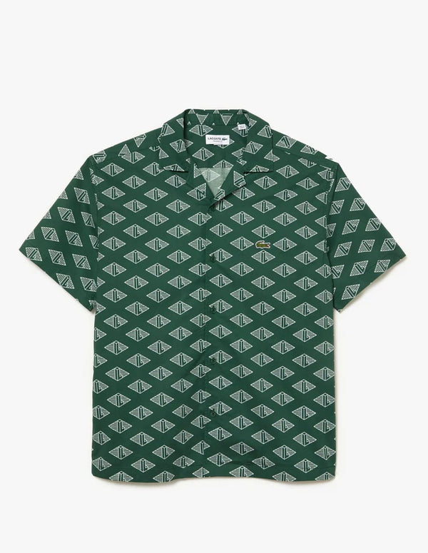 Camisa Lacoste con Estampado Monograma Verde Hombre