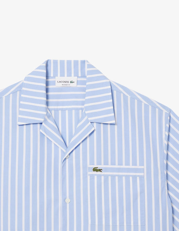 Camisa Lacoste de Rayas Azul Hombre