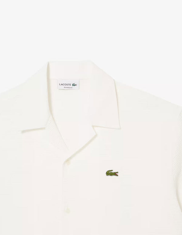 Camisa Lacoste con Logo Beige Hombre