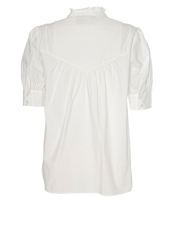 Silvian Heach Women's White Short Sleeve Pleated Blouse