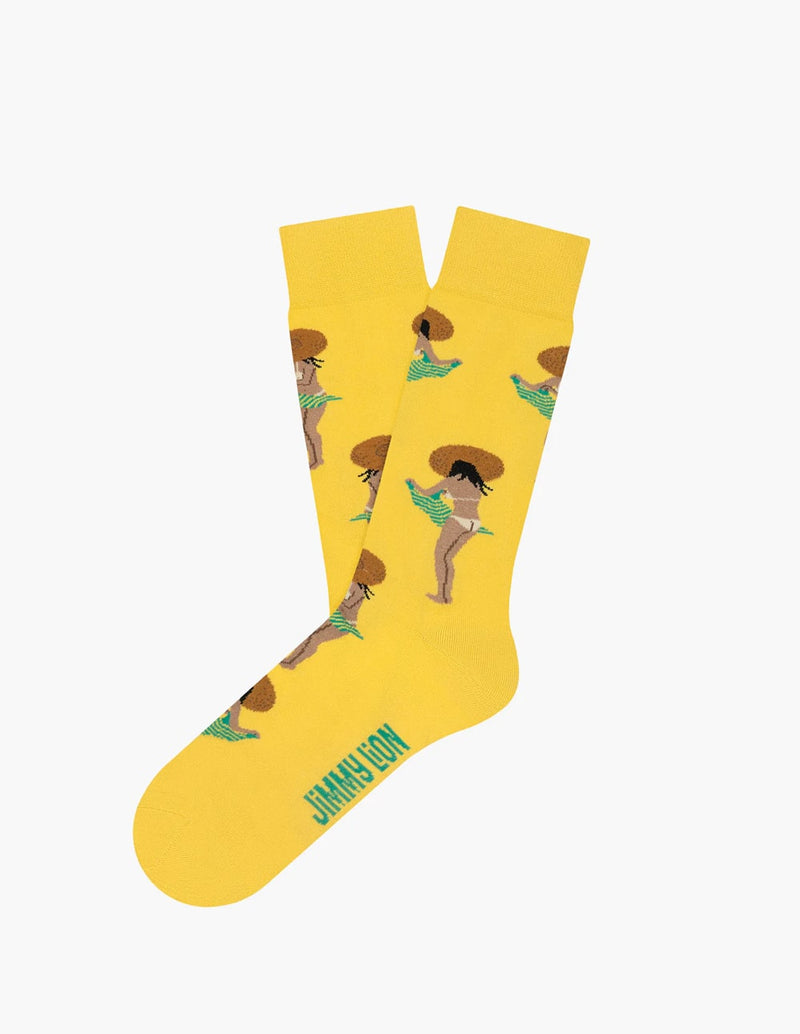 Jimmy Lion Caught Nude Yellow Socks Unisex