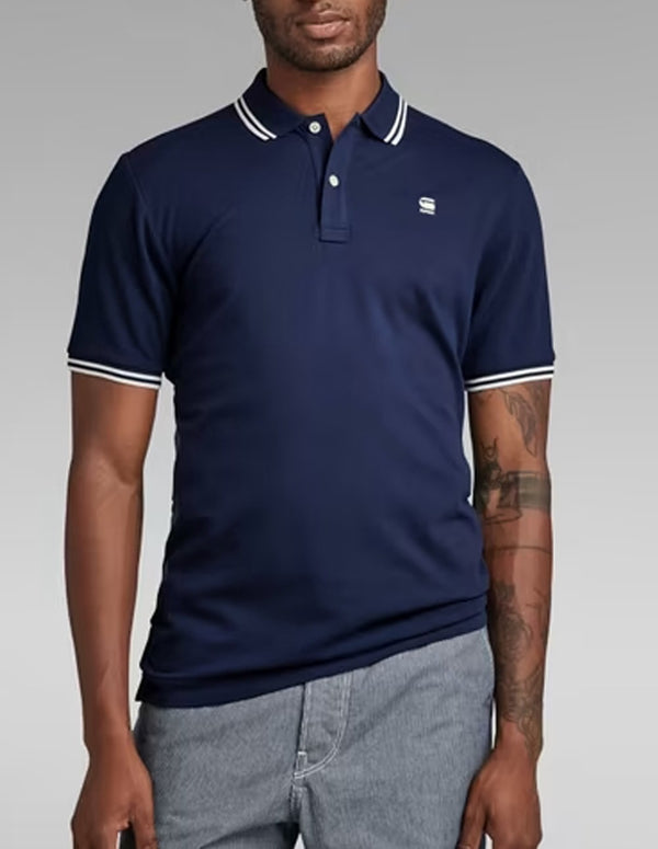 G-Star Dunda Slim Stripe Blue Polo Shirt for Men