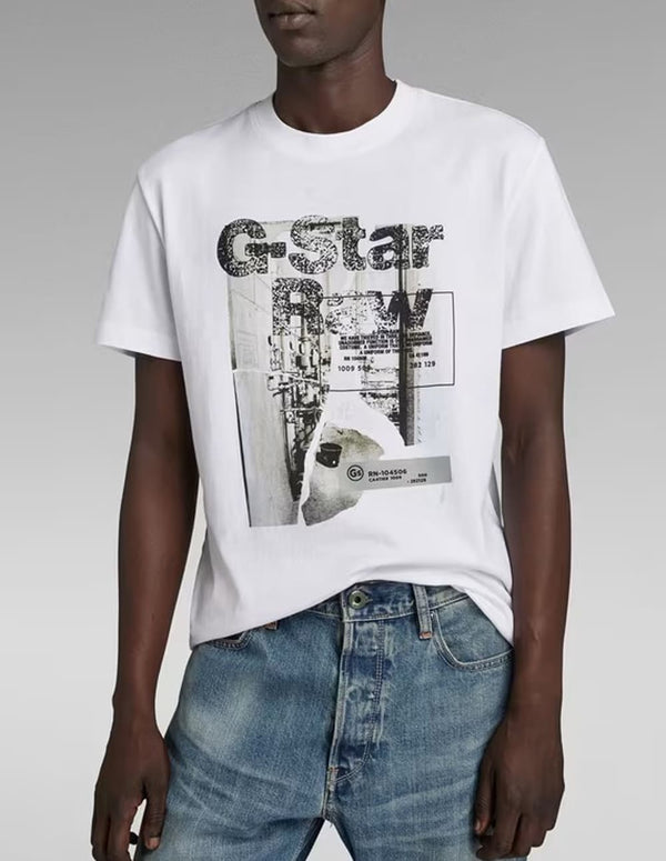 Camiseta G-Star HQ Print Blanca Hombre