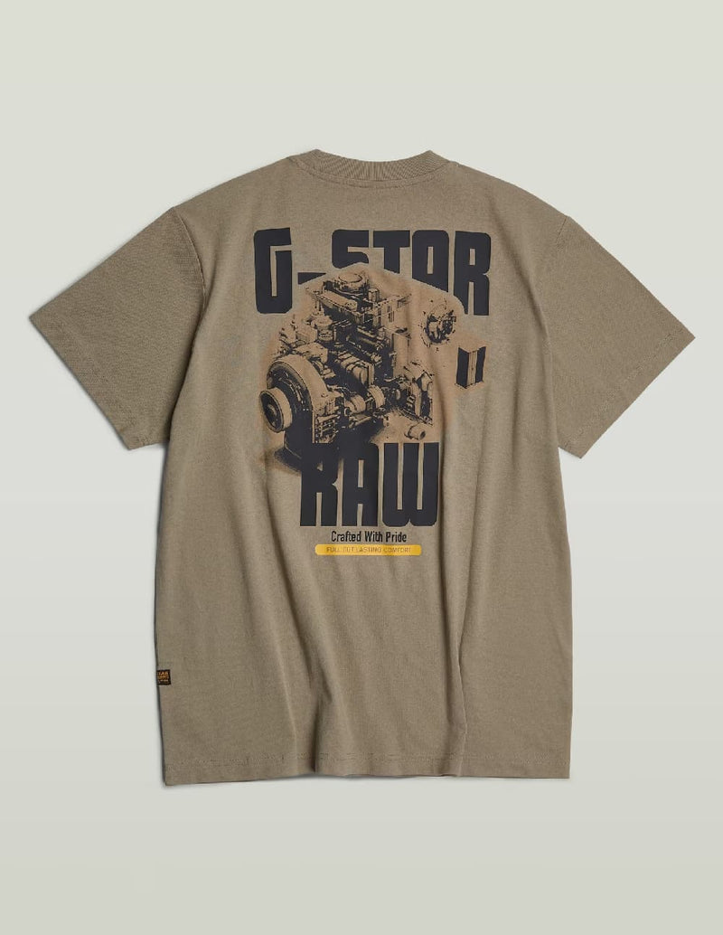 Camiseta G-Star Engine Back Graphic Loose Marrón Hombre