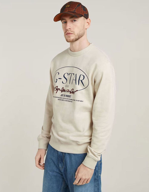 Sudadera G-Star Circle Graphic Beige Hombre