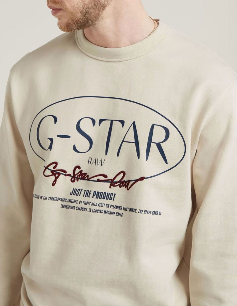 Sudadera G-Star Circle Graphic Beige Hombre