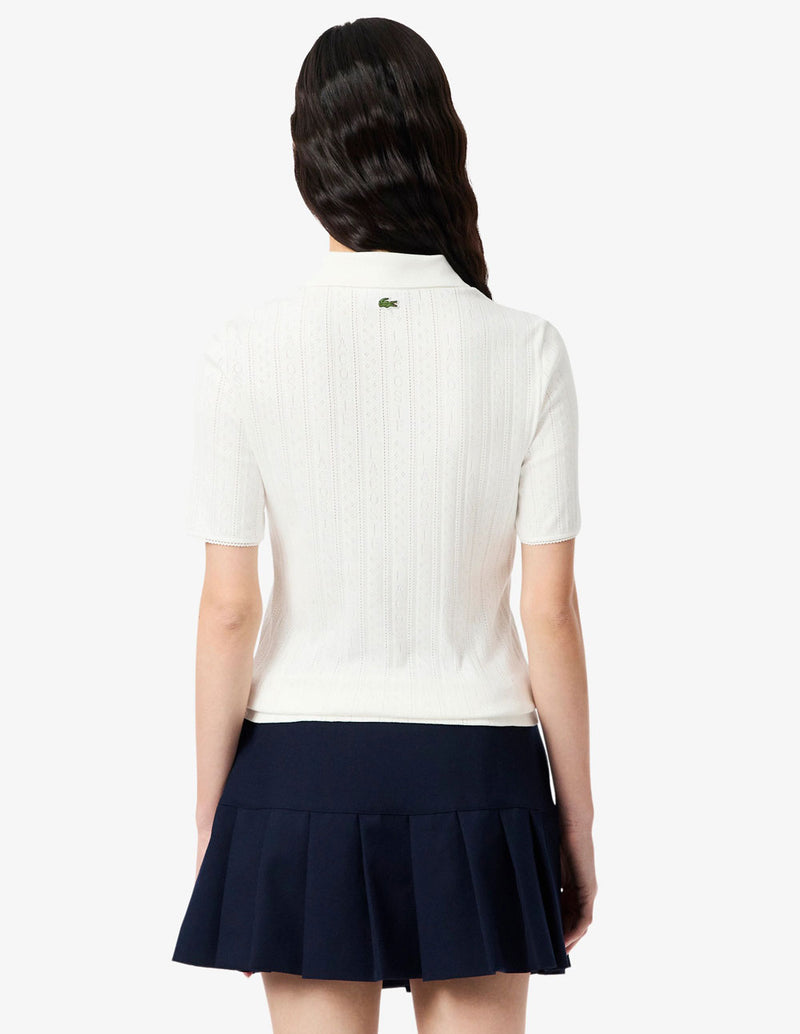 Polo Lacoste de Pointelle L.12.D Blanco Mujer