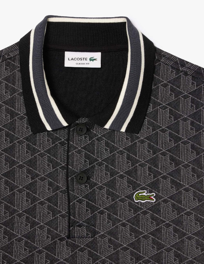 Polo Lacoste con Logo Monogram Negro Hombre