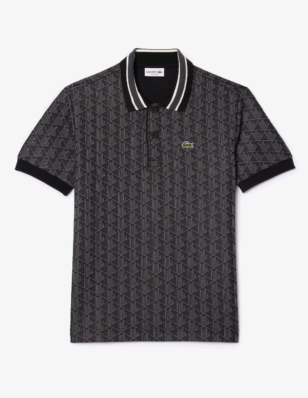 Polo Lacoste con Logo Monogram Negro Hombre