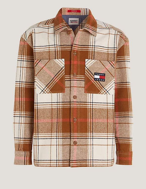 Camisa Tommy Jeans de Cuadros Marrón Hombre