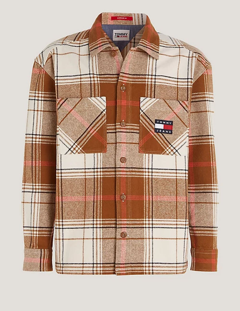 Camisa Tommy Jeans de Cuadros Marrón Hombre