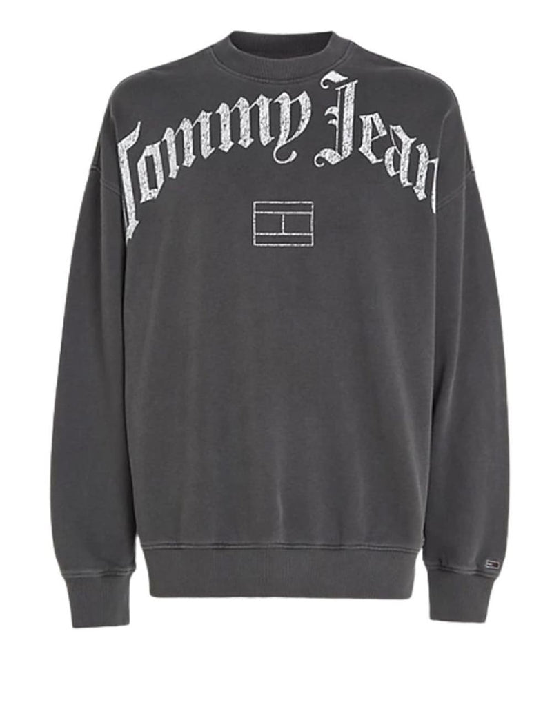 Sudadera Tommy Jeans con Logo de Corte Amplio Gris Hombre