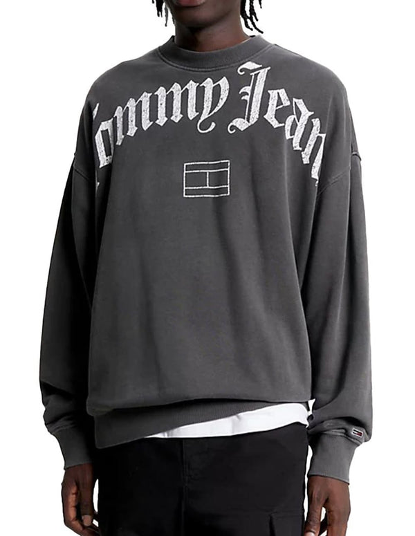 Sudadera Tommy Jeans con Logo de Corte Amplio Gris Hombre