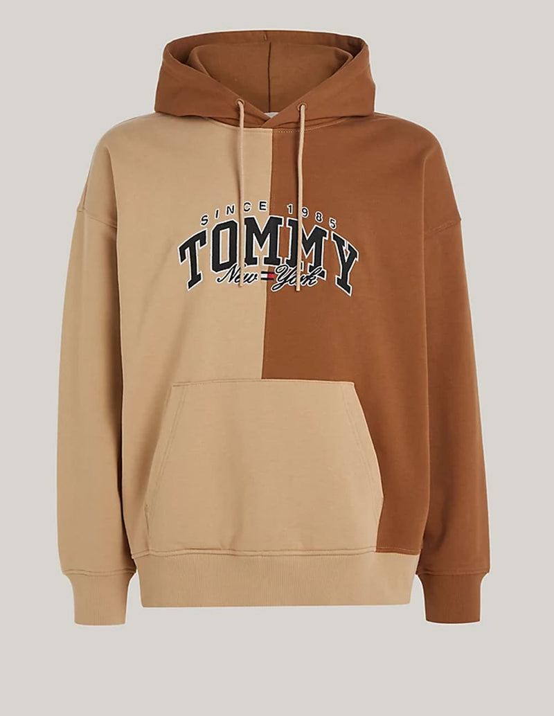 Sudadera con Capucha Tommy Jeans con Logo Marrón y Beige Hombre