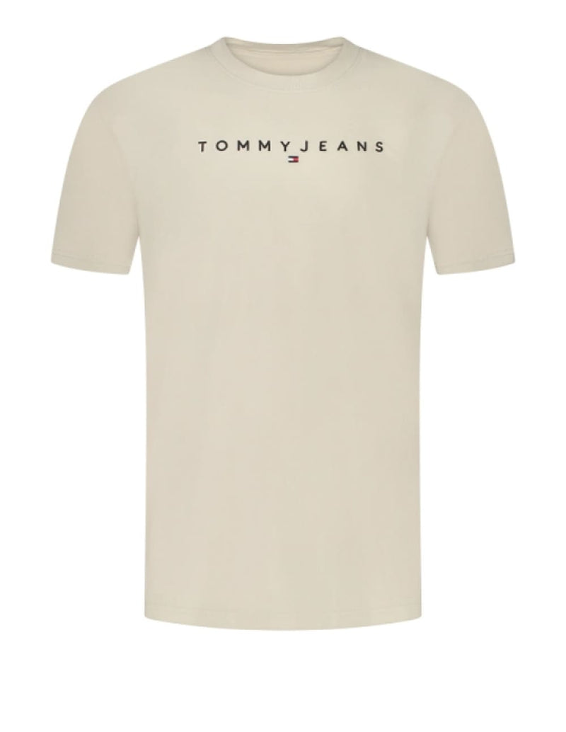Camiseta Tommy Jeans con Logo Frontal Beige Hombre
