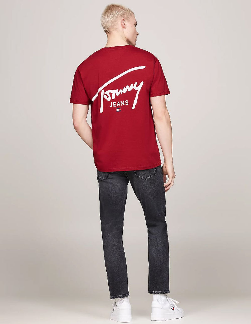 Camiseta Tommy Jeans con Logo Roja Hombre