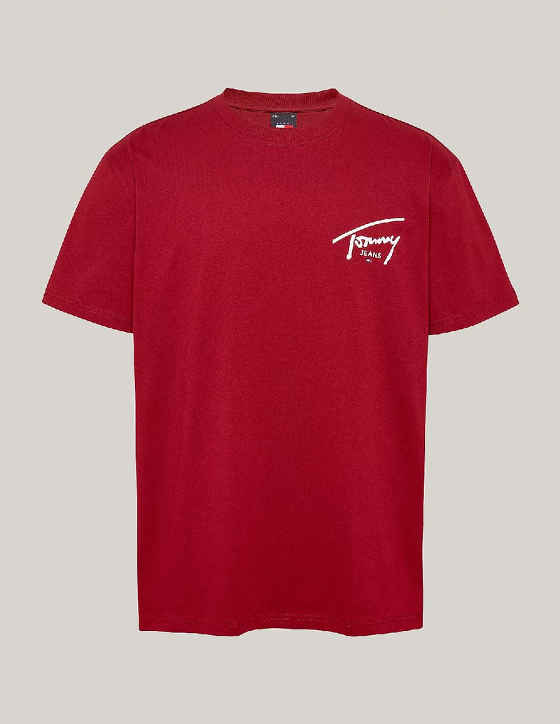 Camiseta Tommy Jeans con Logo Roja Hombre