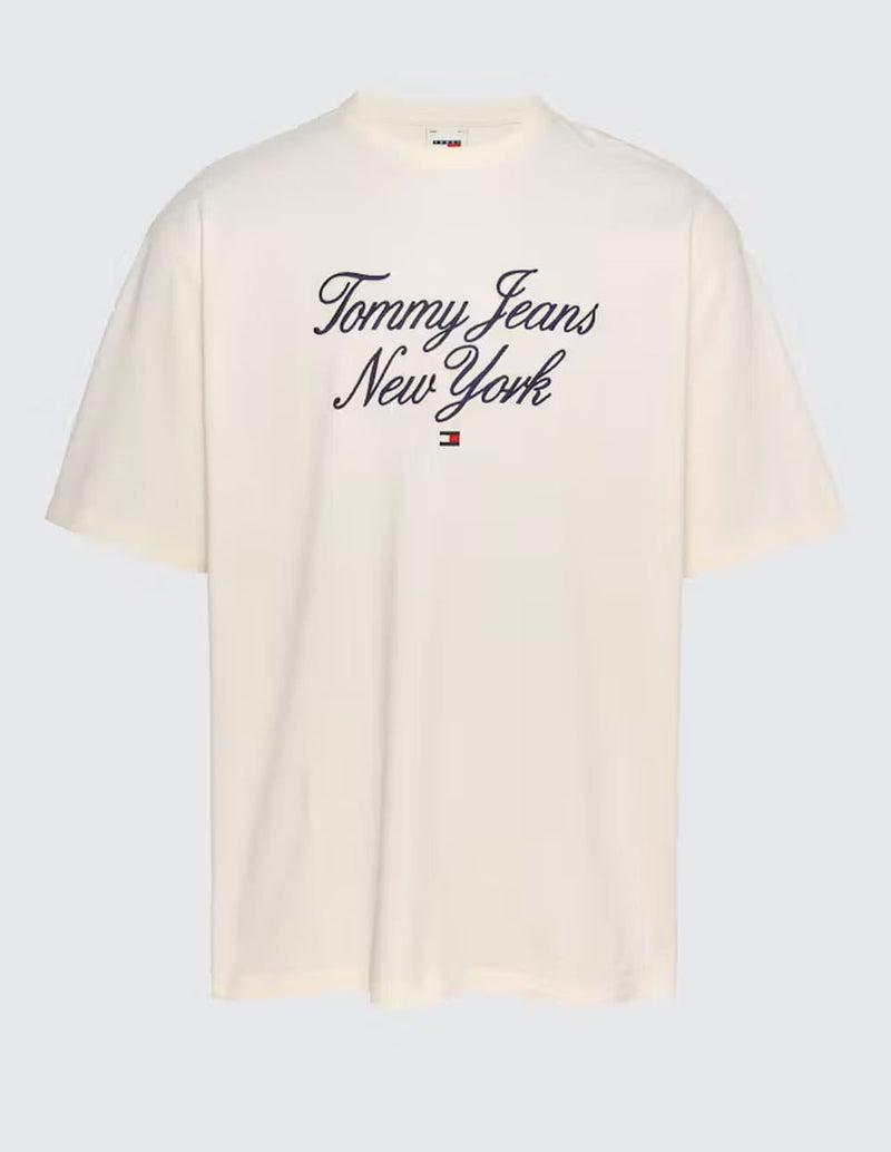 Camiseta Tommy Jeans Oversized Luxe Serif NY Blanca Hombre