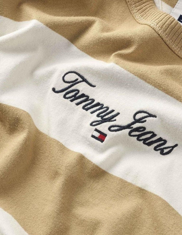 Camiseta Tommy Jeans de Rayas Beige Hombre