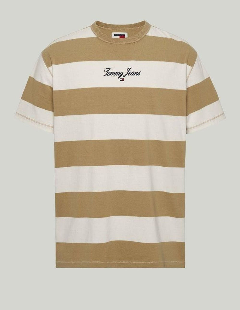 Camiseta Tommy Jeans de Rayas Beige Hombre