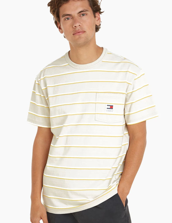 Camiseta Tommy Jeans de Rayas Bleige Hombre