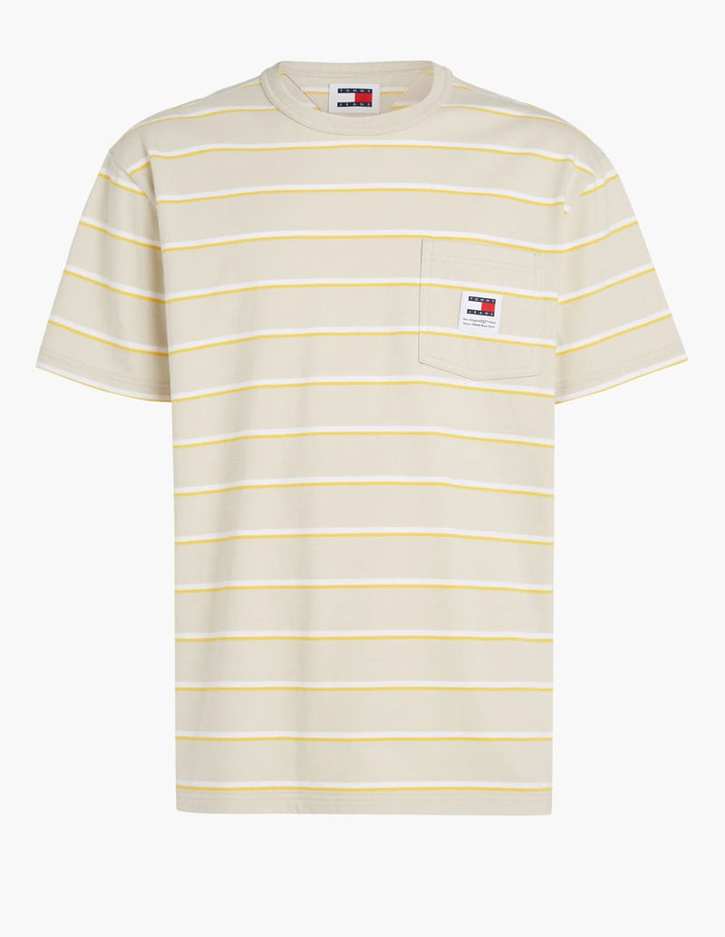 Camiseta Tommy Jeans de Rayas Bleige Hombre