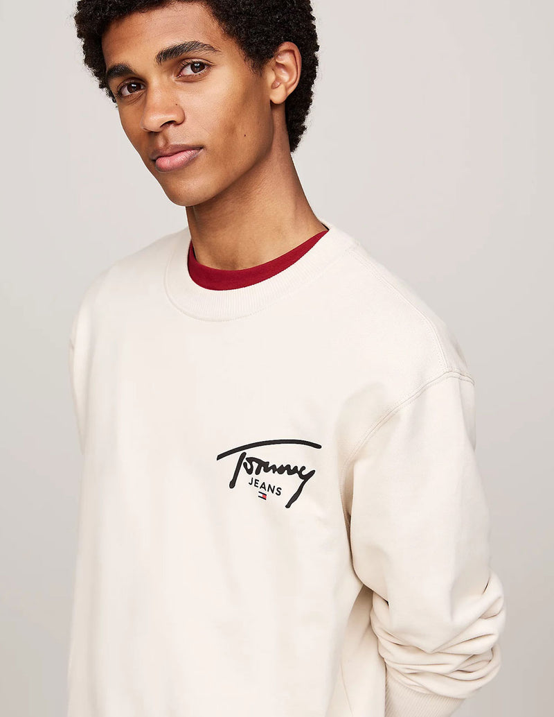 Sudadera Tommy Jeans con Logo Beige Hombre