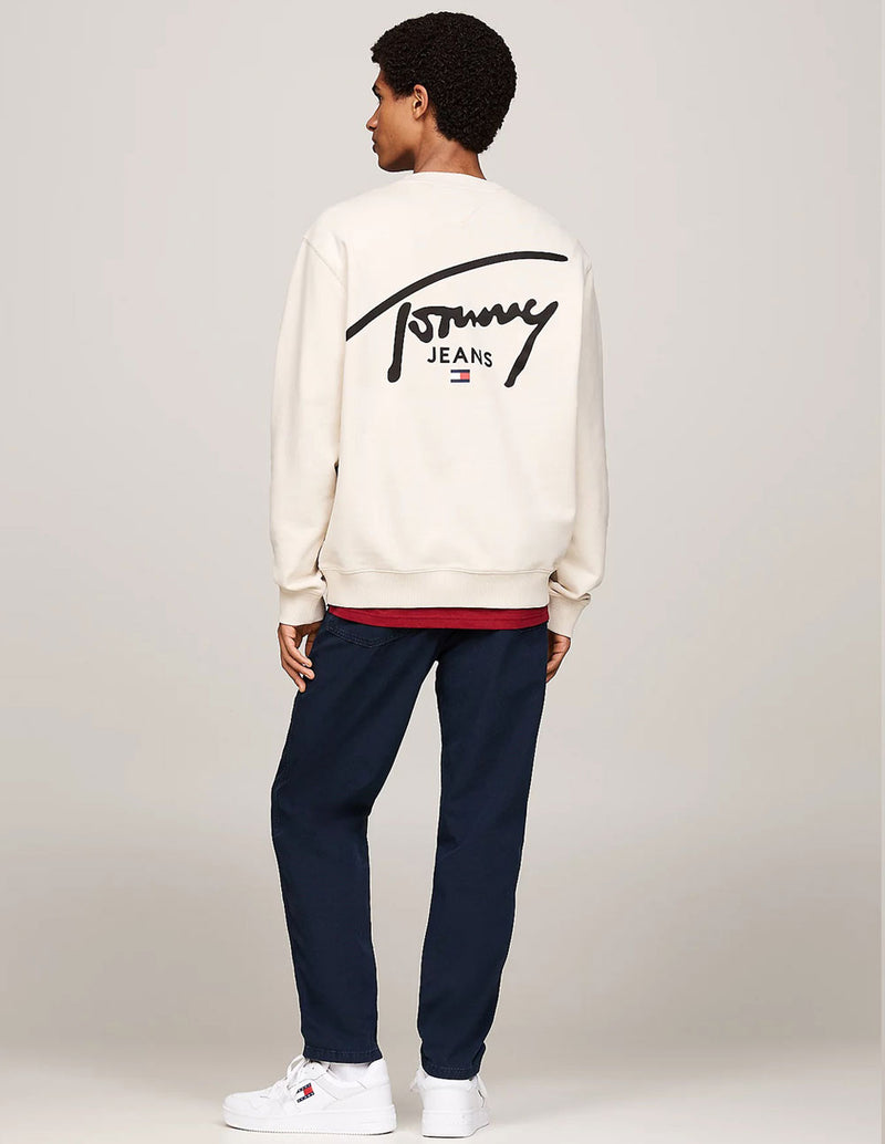 Sudadera Tommy Jeans con Logo Beige Hombre