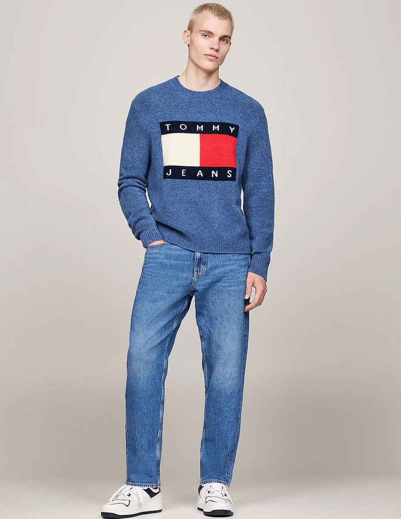 Jersey Tommy Jeans Melánge Logo Patch Azul Hombre