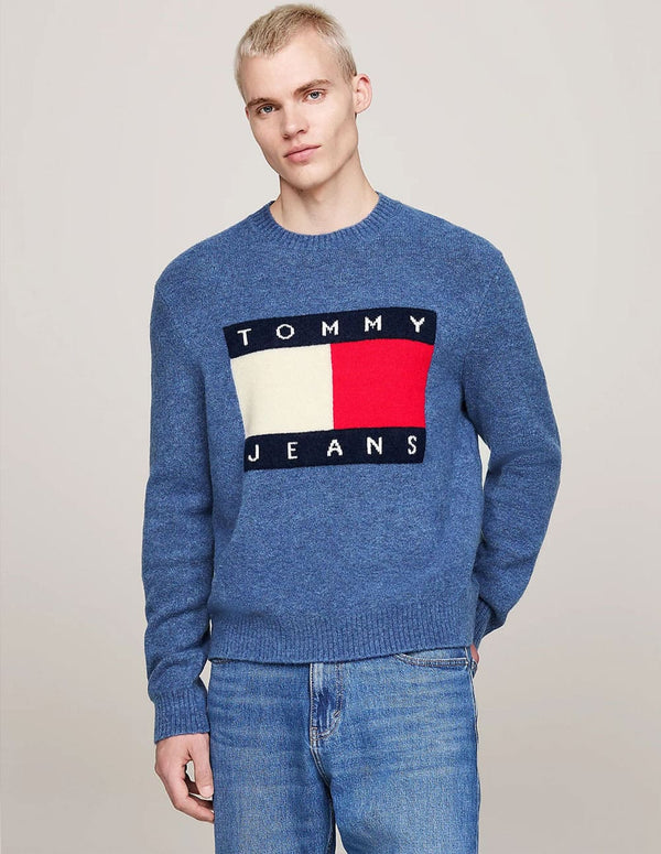 Jersey Tommy Jeans Melánge Logo Patch Azul Hombre