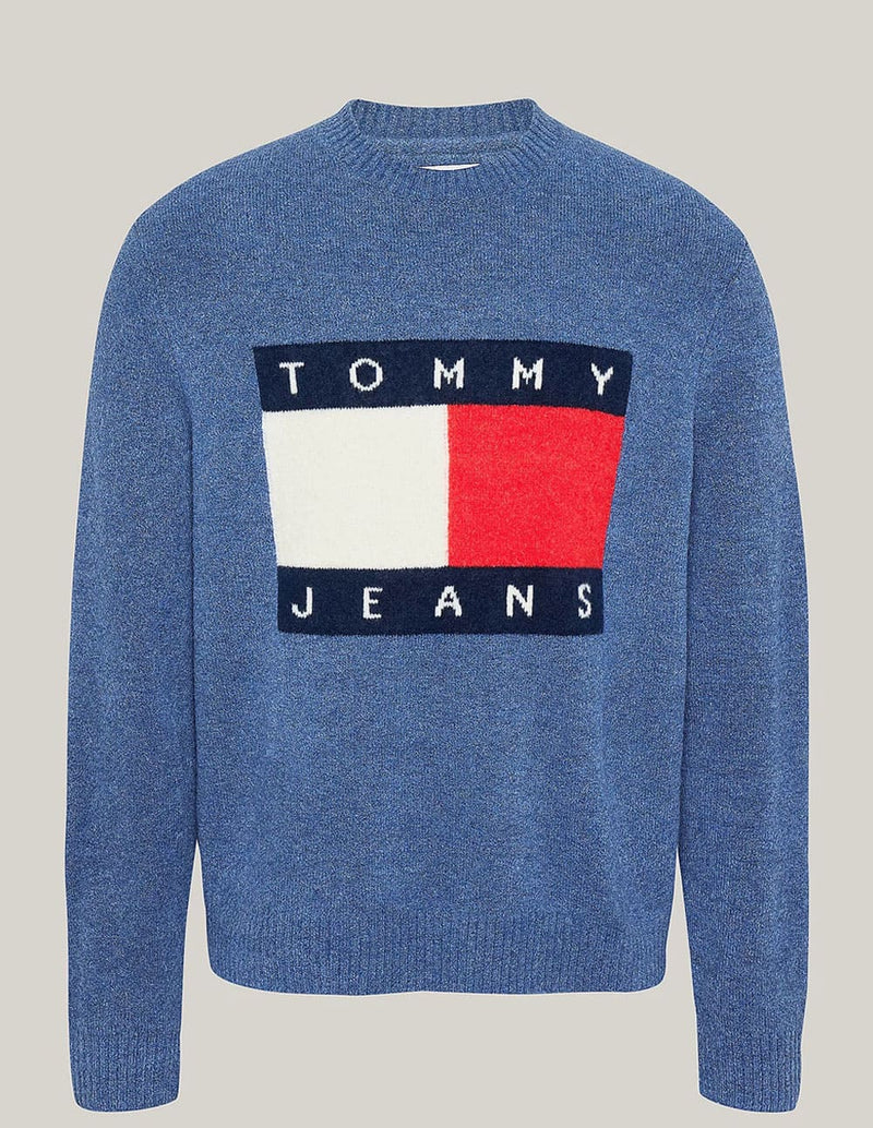 Jersey Tommy Jeans Melánge Logo Patch Azul Hombre