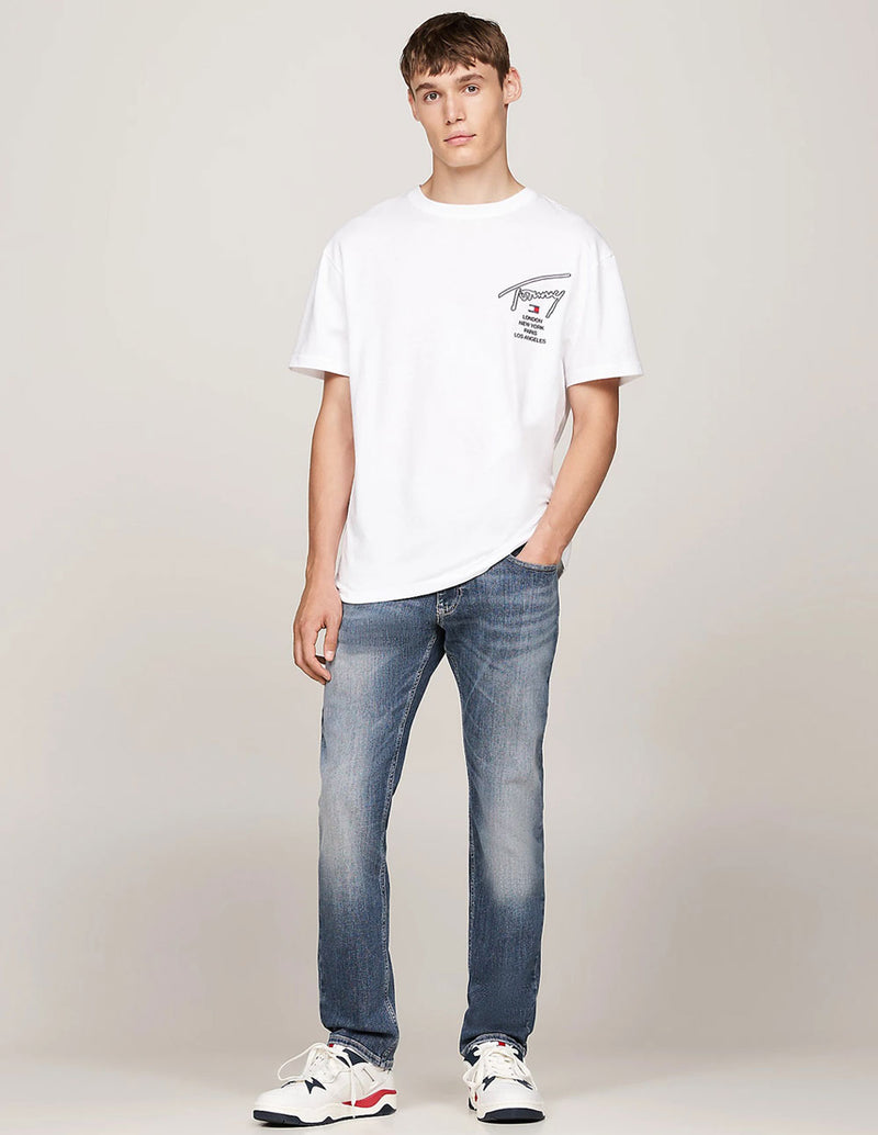 Camiseta Tommy Jeans con Firma en Espalda Blanca Hombre