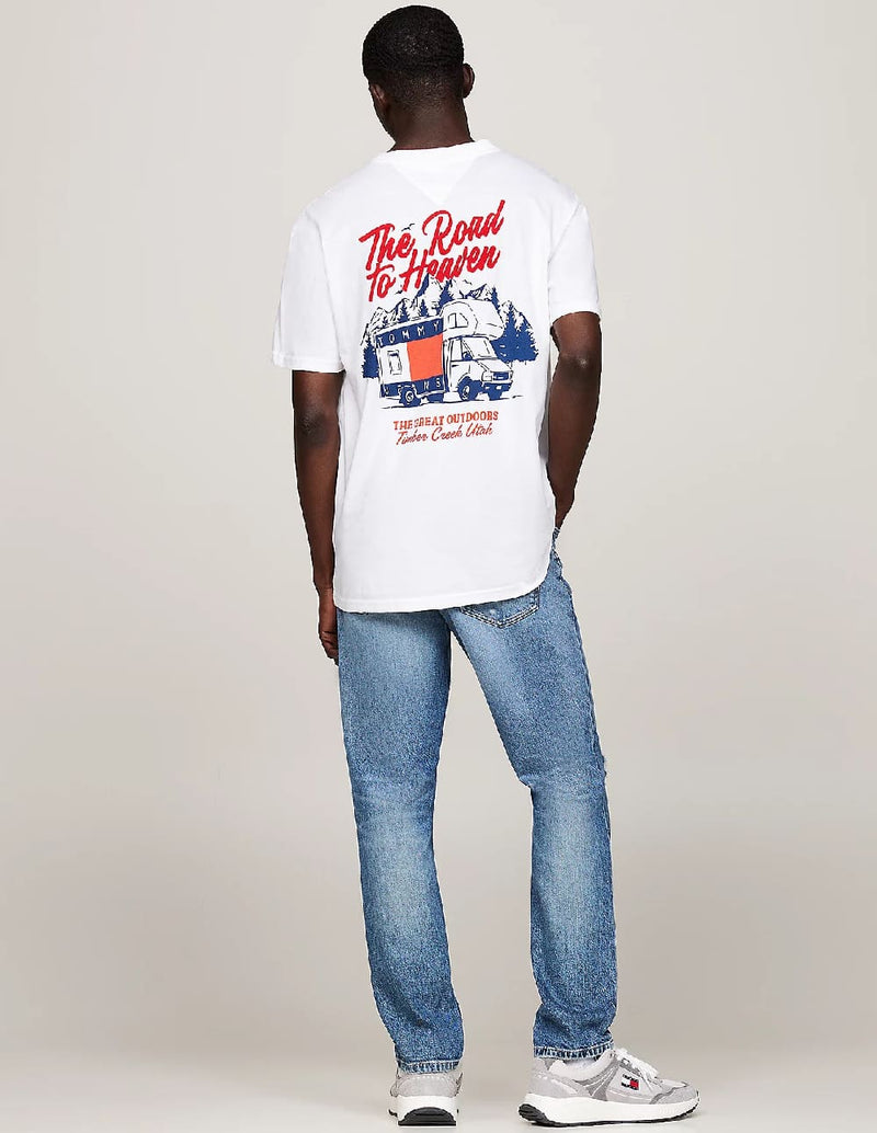 Camiseta Tommy Jeans con Eslogan Gráfico Blanca Hombre