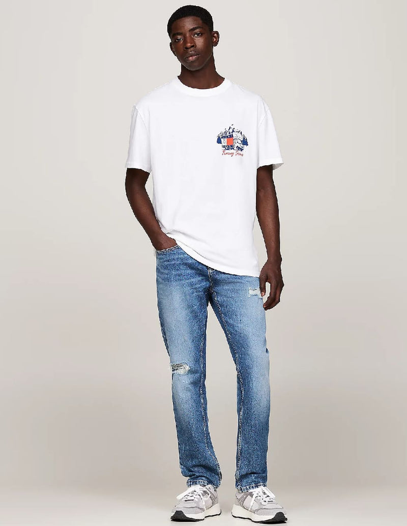 Camiseta Tommy Jeans con Eslogan Gráfico Blanca Hombre