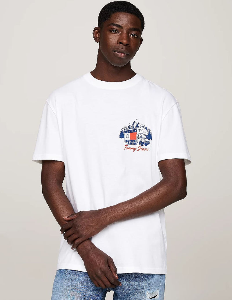 Camiseta Tommy Jeans con Eslogan Gráfico Blanca Hombre