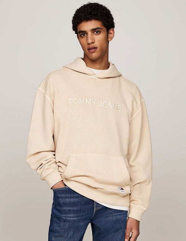 Sudadera con Capucha Tommy Jeans con Logo Bordado Beige Hombre