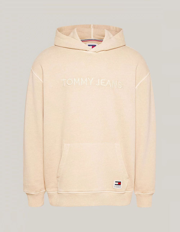 Sudadera con Capucha Tommy Jeans con Logo Bordado Beige Hombre