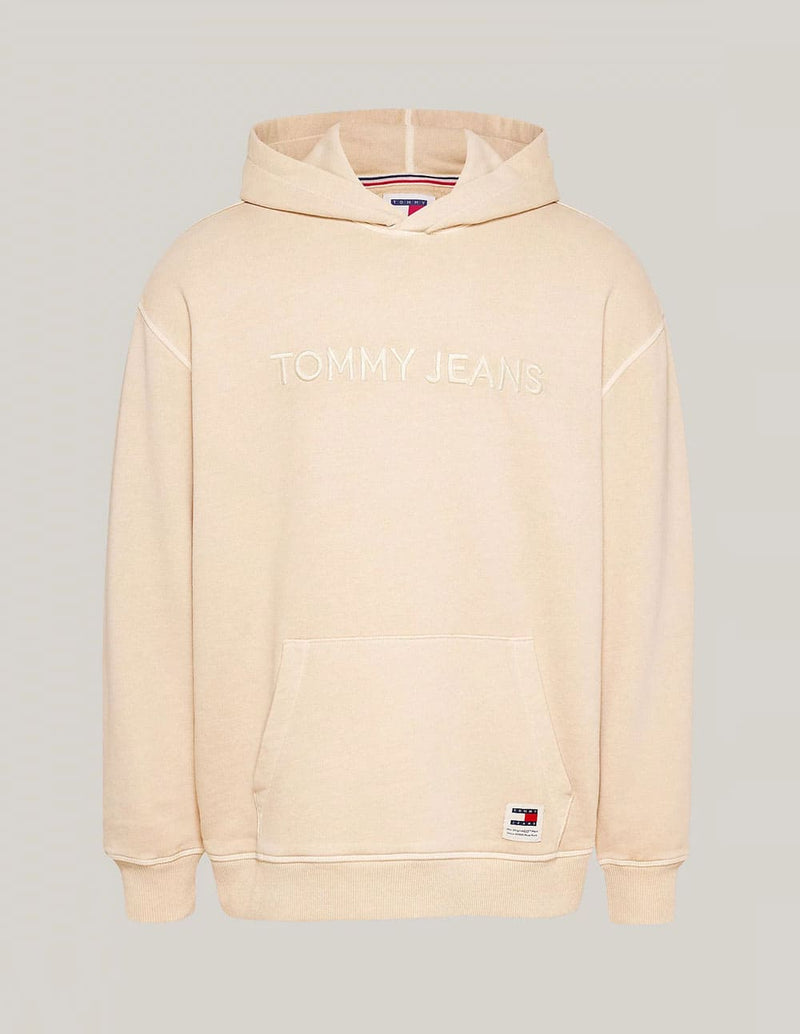 Sudadera con Capucha Tommy Jeans con Logo Bordado Beige Hombre