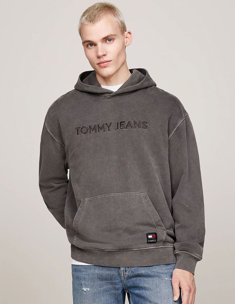 Sudadera con Capucha Tommy Jeans con Logo Bordado Negra Hombre