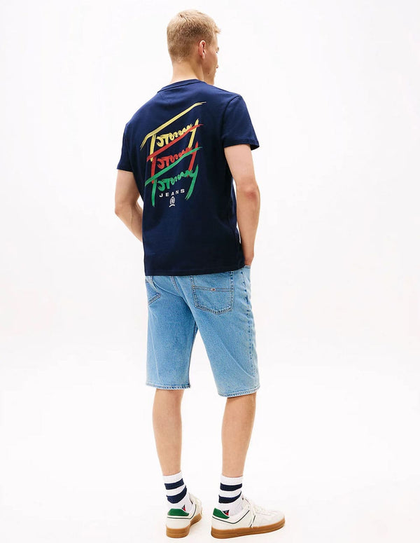Camiseta Tommy Jeans con Logo en la Espalda Azul Hombre