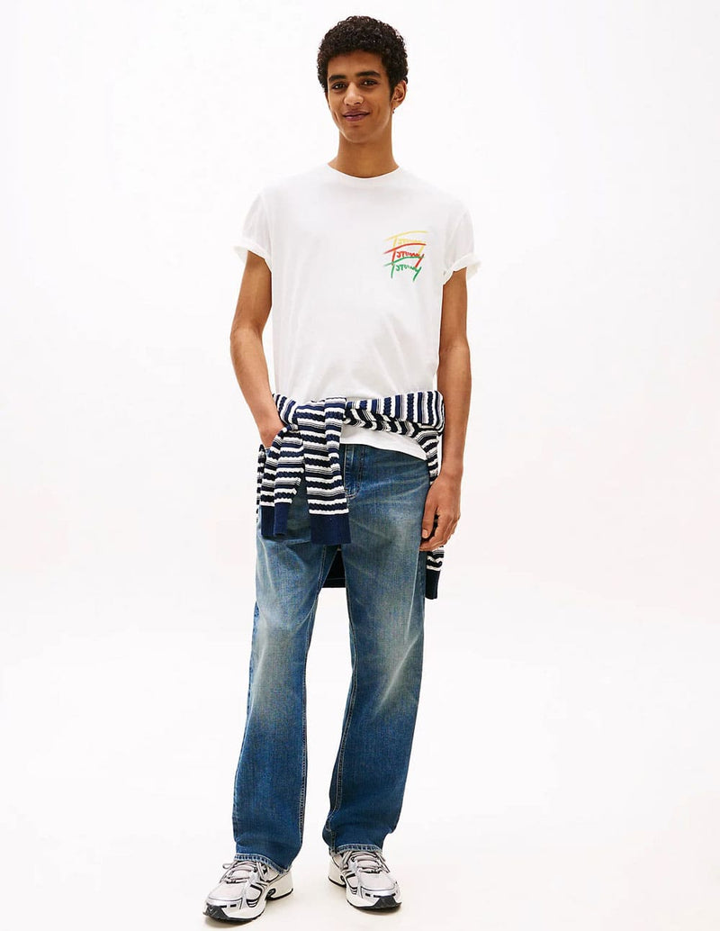 Camiseta Tommy Jeans con Logo en la Espalda Blanca Hombre
