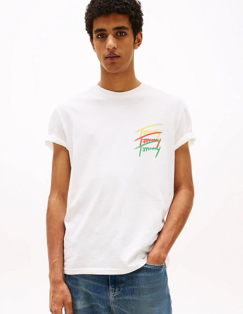 Camiseta Tommy Jeans con Logo en la Espalda Blanca Hombre