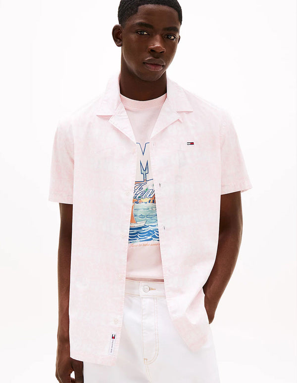 Camisa Tommy Jeans con Logo Estampada Rosa Hombre